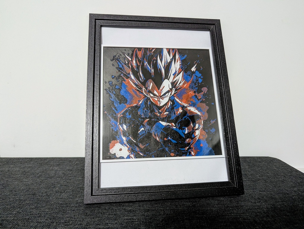 Tableau 3D DBZ Vegeta + Cadre